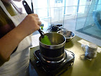 Monty stirring the mixture together