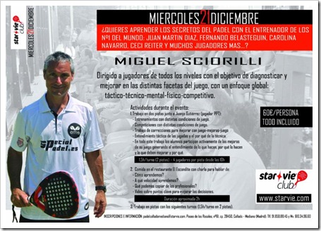 Clinic con Miguel Sciorilli y Juanjo Guti&eacute;rrez en el Club Star Vie Collado Mediano, 21 diciembre.