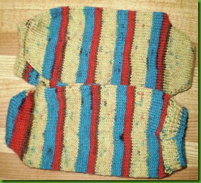2012 red, yellow turquoise toe up socks