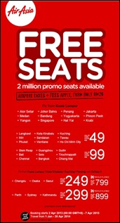 AirAsia FREE SEATS Promotion 2014
