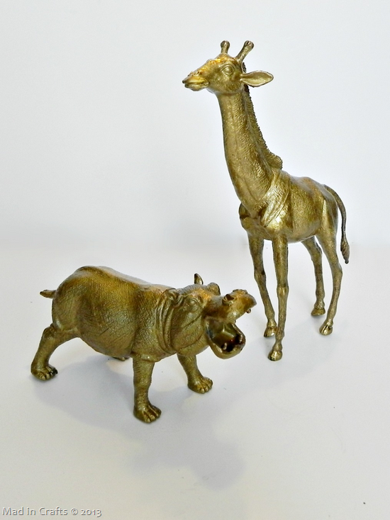 spray painted plastic animals