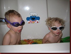 Goggles in the bathtub