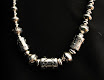 Handmade Silver Beads (11) w/Overlay Designs (7)strung with saucer beads in tappering sizes....SOLD