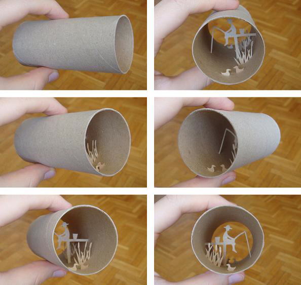 Fantastic scenes inside empty toilet paper rolls by Anastassia Elias