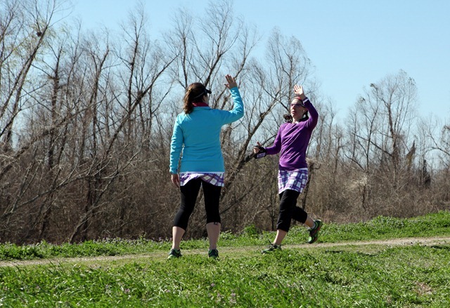 Photos of the Girls on the Geaux running the Mississippi River levee during the Rouge-Orleans ultramarathon relay on Feb. 11-12, 2012.