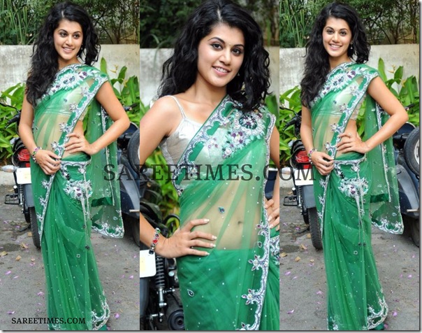 Taapsi_Green_Shimmer_Saree