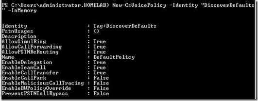 Lync Pol - New-CsVoicePolicy-In Memory