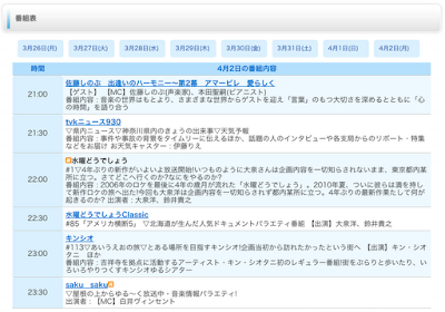 tvk 2012年4月2日番組表