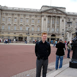in front of buckingham palace - where is the queen? in London, London City of, United Kingdom