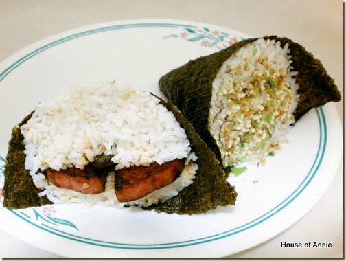 Spam musubi and Ume musubi