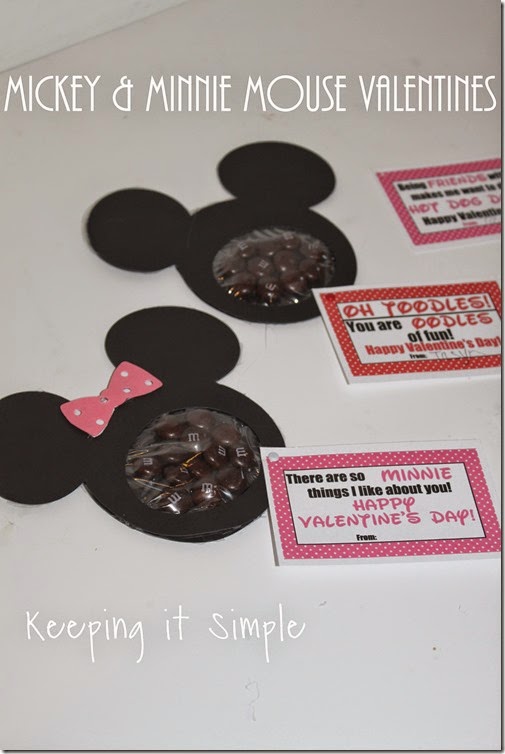 Mickey mouse and Minnie Mouse Homemade Valentines with Printable