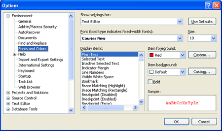 How to Change Font and Color of Visual Studio Editor