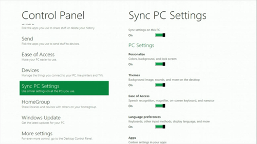 Windows 8 Sync PC Settings