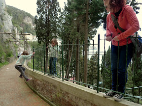 Everyone hops the locked fence to get a better view.