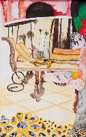 L.A. Couch Scene. Watercolor on paper, 20x35