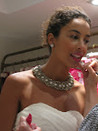 Makeup artist Tamah K. touched up model Paloma's lips before filming. Don't you love the bright pink color?