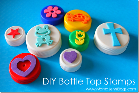 Make Your Own Bottle Top Stamps (with foam stickers)