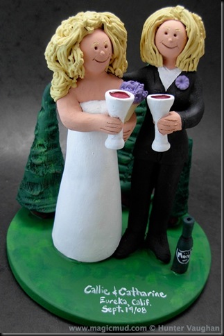 Gay Bride in Tuxedo Wedding Cake Topper