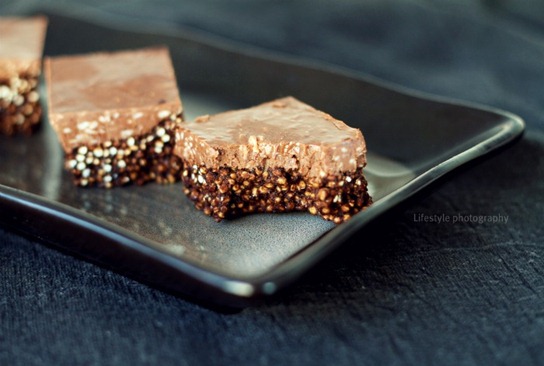 No bake almond butter-carob crispies with almond butter fudge