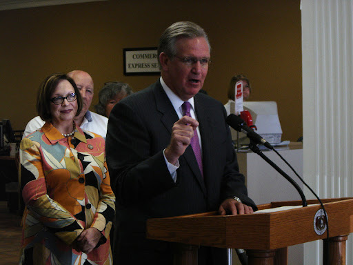 Gov. Jay Nixon-D speaks about the future benefits to the state of Missouri the new laws will provide. (photo credit: Sam Senovich)