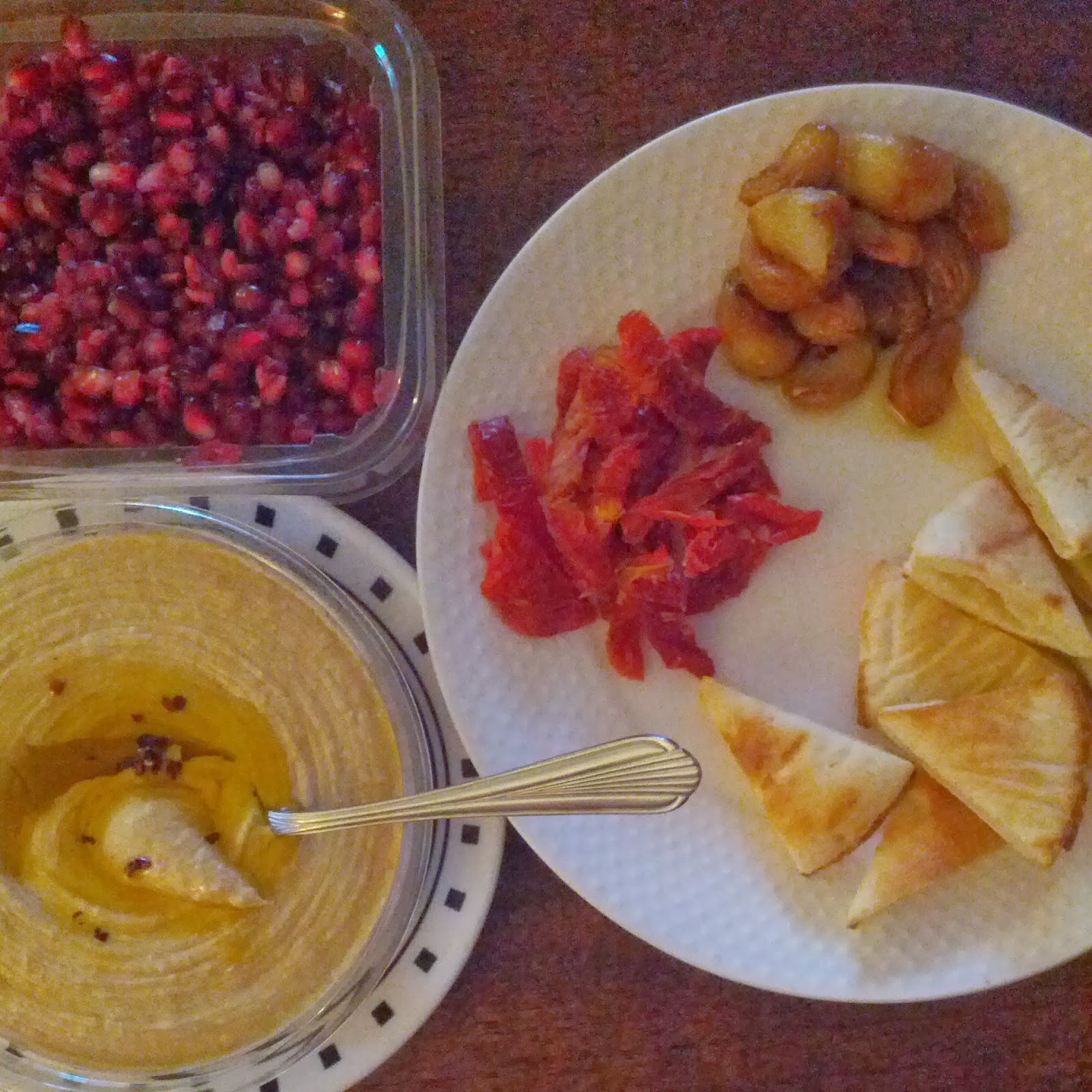The Gluten Grapple Snacks Hummus, Half Moon Bread, and stuff