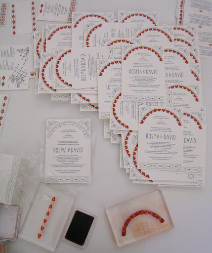 In the middle is the letterpressed invite, and around it you can see Rosma's DIY handiwork.