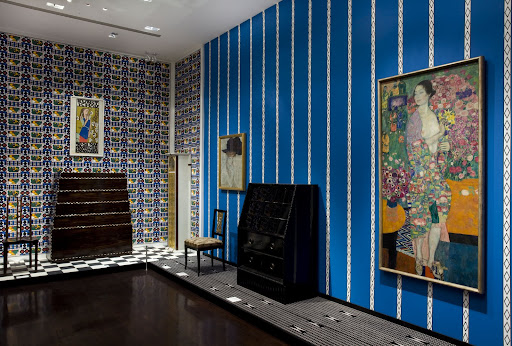 One of the galleries on the top floor of the Neue had different printed papers covering the wall. They lent the space a very graphic, timely design. One of the galleries on the top floor of the Neue had different printed papers covering the wall. They lent the space a very graphic, timely design.