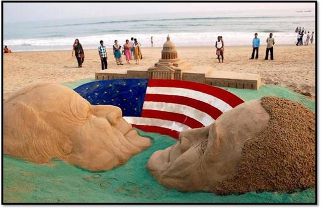 Statues of Lord Ganesha, Budha , Jesus and many more made up of Sand