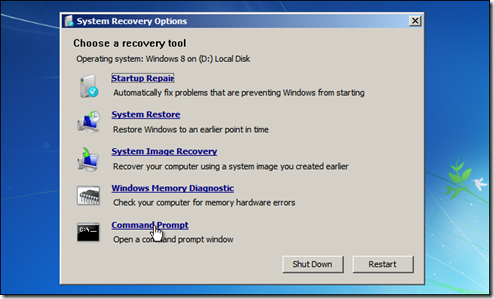 Windows 7 System Recovery Options