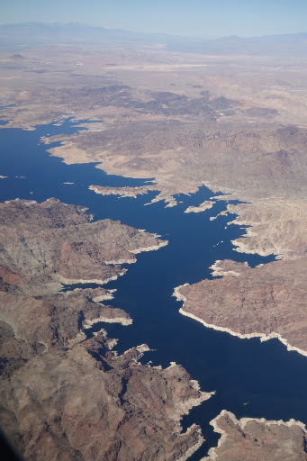 Flying over, we had a lovely view of what I believe is the Colorado River.