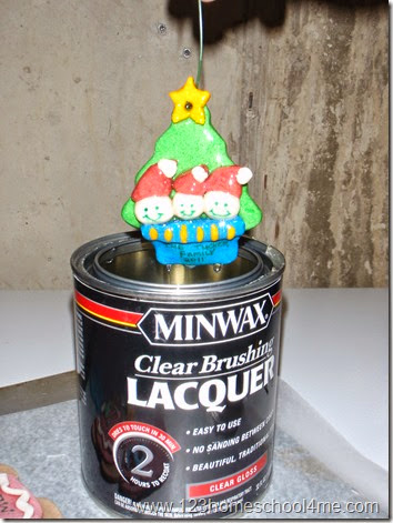 Dip ornaments in lacquer for a glossy top coat Dip ornaments in lacquer for a glossy top coat