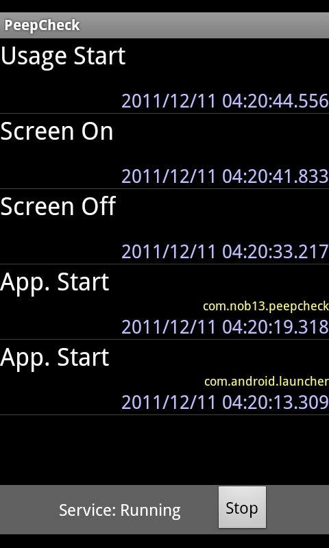 Android application Peep Check screenshort
