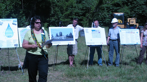 Leslie Carrier, Chair of the Board, leads the ceremony for the groundbreaking. (Photo by: Kenrick Nobles)