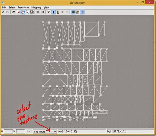 Select the texture in UV mapper Select the texture in UV mapper