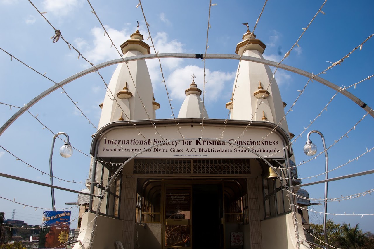 Caged fencing around temple