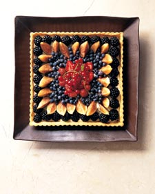 Fruit tart that features blueberries