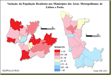 Variação da População Censos 2011 Geopalavras
