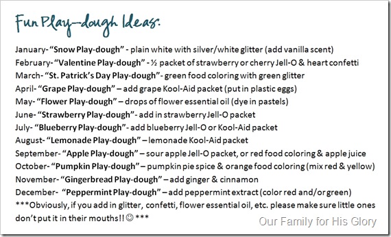 Homemade play-dough ideas