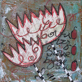 Dirty Love Series Two Stems - Acrylic & Mixed Media on Canvas 12x 12