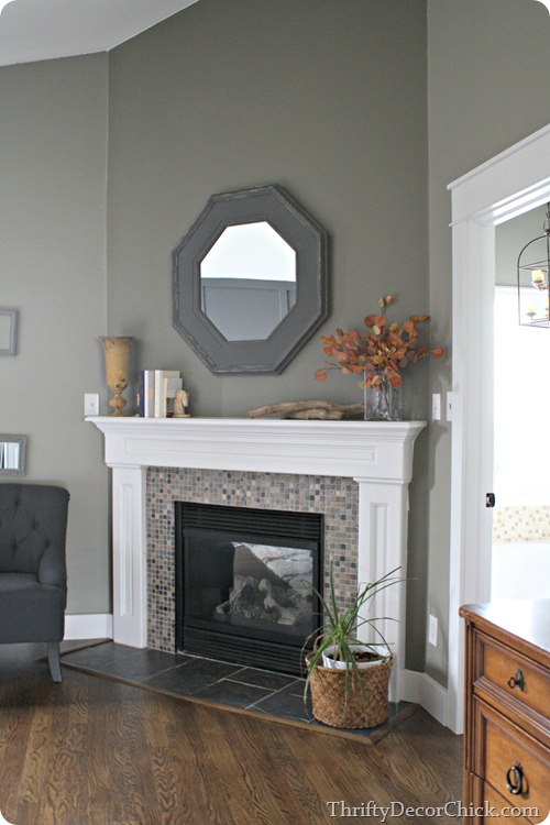 green walls fireplace 