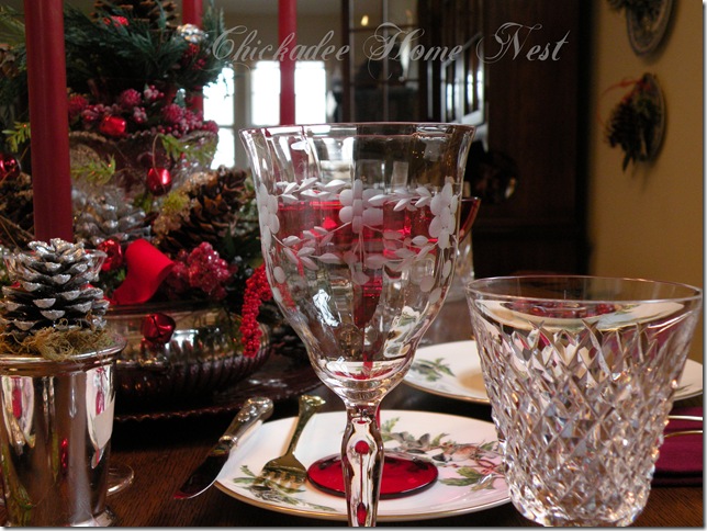 Boehm, Chickadees and Holly Christmas china, Christmas table, Christmas centerpiece, at Chickadee Home Nest