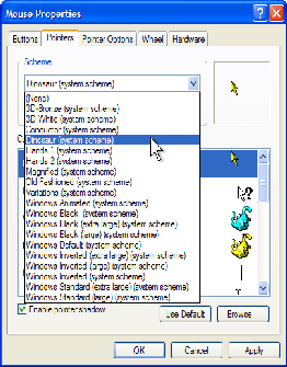 mouse pointer scheme options mouse pointer screen