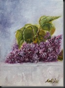 Lilacs on white cloth 8x6