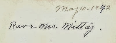 Rev and Mrs Mittag May 10 1942 DL Antiques back Rev and Mrs Mittag May 10 1942 DL Antiques back