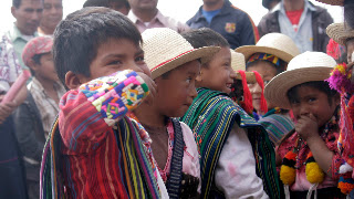 6 and 7 year old children at opening ceremony Sienna Project 2011 Guatemala trip to help build school in Palanquix, Solala, Guatemala. Photos by TOM HART