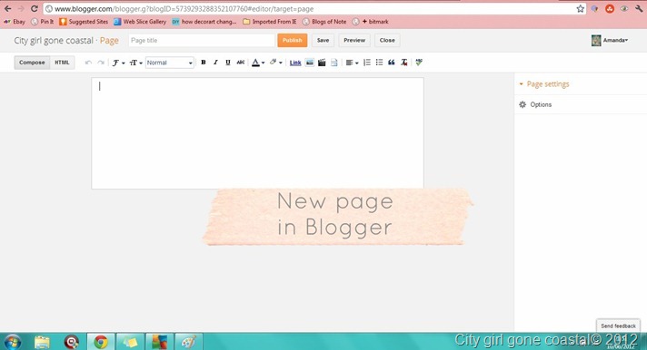 new page in blogger