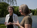 gathered group before walk, chris and ralph's daughter with bowls.jpg