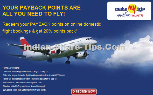 Redeem Payback points at Makemytrip and get 20% points back