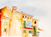 Italian Villa. Watercolor on paper. 22x35
