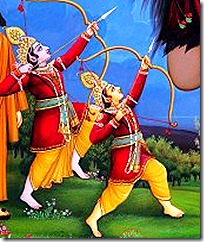 Lakshmana and Rama protecting Vishvamitra